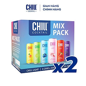 Combo 2 thùng 6 lon Chill Cocktail mix vị 330ml lon