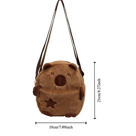 Túi đeo vai , Túi đeo chéo Capybara hoạt hình dung tích lớn, Túi đựng tiền xu có dây kéo sang trọng