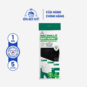 Khẩu trang Bông Bạch Tuyết KF94 4 lớp - Đen 5 cái gói