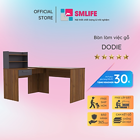 Bàn làm việc, bàn học gỗ hiện đại SMLIFE Dodie | Gỗ MDF dày 17mm chống ẩm | D150xR120xC115cm