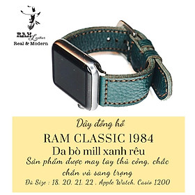 Dây đồng hồ da bò thật mill hạt xanh rêu Ram classic 1984 mới - RAM Leather