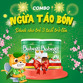 Combo 2 lon sữa mát tăng cân, cải thiện táo bón Babego 3 tuổi trở lên