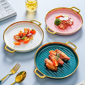 Mua Đĩa sứ cao cấp vẽ vàng 24k dáng chảo