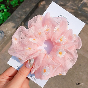  Dây chun buộc tóc vải scrunchies hoa cúc hot trend cực đẹp SC02 dễ dàng biến hóa kiểu tóc cột xinh đẹp