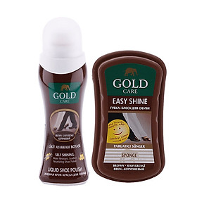 Combo Chăm Sóc Giày Da GoldCare Gồm Xi Nước GC2000 và Xi Mút Đánh Bóng