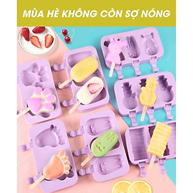 COMBO 3 KHUÔN LÀM KEM SILICONE NHIỀU HÌNH DẠNG AN TOÀN SỨC KHỎE TẶNG KÈM QUE