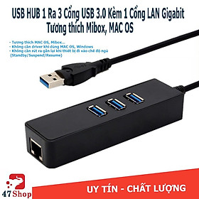 Mua USB HUB 1 Ra 3 Cổng USB 3.0 Kèm 1 Cổng LAN 10/100/1000 Mbps - Tương thích Mibox  MAC OS