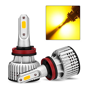 NOVSIGHT Car LED Headlight Bulb H3 H4 H7 H11 9005 9006 3000K Yellow Running Light 10000LM/Pair 72W/Pair Headlight Bulbs