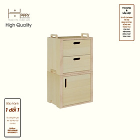 HAPPY FURNITURE , Gỗ tự nhiên , Tủ lưu trữ 3 tầng 2 ngăn kéo gỗ Plywood - GAMOR , TLT_036 , 45cm x 30cm x 80cm DxRxC