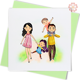 Thiệp Giấy Xoắn Nghệ Thuật - Thiệp Gia Đình Yêu Thương - Loving Family Card - Love Valentine - 15 x 15 - VN2XM115D75NN