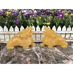 Mua Cặp Tỳ Hưu phong thủy đá thạch anh vàng - Dài 13 cm