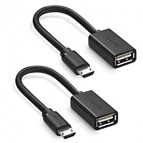 Dây Micro USB 2.0 OTG dạng tròn dài 15cm UGREEN 10396 (màu đen) - Hàng chính hãng