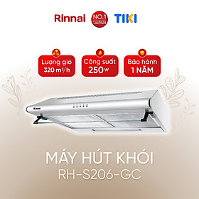 Máy hút mùi Rinnai RH-S206-GC than hoạt tính và ống thoát 250W - Hàng chính hãng.