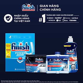 Combo Finish toàn diện 2: Hộp 100 Viên Rửa Bát Essential + Nước Làm Bóng Finish 500ml + Muối Rửa Chén Finish Salt túi 1kg + Dung dịch vệ sinh máy