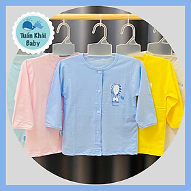 Set 5 áo sơ sinh tay dài màu cài nút giữa thái hà thịnh - size 1-5 cho bé sơ sinh -12kg