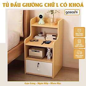 Tủ Đầu Giường Có Ngăn Khoá - Kệ Đầu Giường Tab Đầu Giường Gỗ MDF Cao Cấp 1 Ngăn 2 Ngăn Dễ Dàng Lắp Đặt - Màu vân gỗ - 1 Ngăn kéo