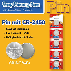 Vỉ 5 Viên Pin CR2450 3V Panasonic - Hàng Chính Hãng