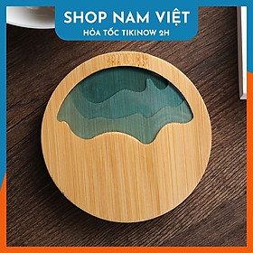 Lót Ly Gỗ Họa Tiết Sông Núi Tối Giản NAVIVU