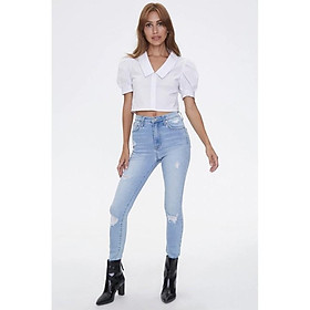 Áo sơ mi croptop tay phồng F21(1815)