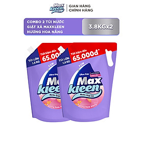 Combo 2 Túi Nước Giặt Xả Maxkleen Hương Hoa Nắng (3.8kg/túi)