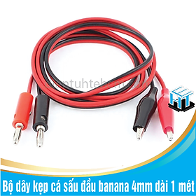 Bộ dây kẹp cá sấu đầu banana 4mm dài 1 mét