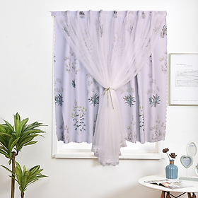 Rèm Khoen Lỗ, Khoen Ri Đô, Rèm Dán Hai Lớp HOA CỎ DẠI Chống Nắng Tốt, Kích Thước Đa Dạng