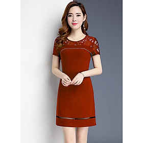 Đầm Suông Công Sở Phối Ren Thanh Lịch