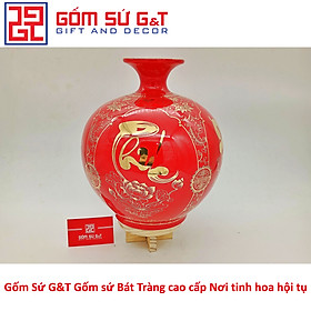 Bình hút tài lộc tứ cảnh Phúc Đức Tài Lộc vẽ vàng kim Gốm Sứ G&T