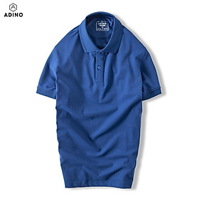 Áo polo nam ADINO màu xanh đậm phối viền chìm vải cotton co giãn dáng công sở slimfit hơi ôm trẻ trung AP83