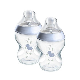 Bình Sữa PP Ty Siêu Mềm Tự Nhiên Tommee Tippee Natural Start 260ml, Núm Ty Của Bình 3-6 Tháng, Xanh Dương - Hồng (Bình Đôi)