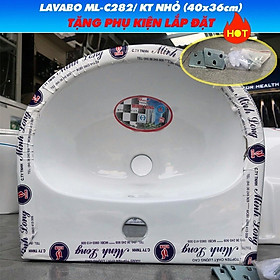 COMBO Chậu Rửa Mặt Lavabo Kèm Chân Chụp Treo Tường C284 (Minh Long) - Tặng xi phông ruột gà và Pas lắp đặt