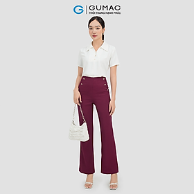 Quần tây nữ GUMAC QC07009 công sở dạng xương phối đính nút