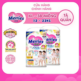 Combo 2 Tã/bỉm quần Merries size XL – 38 miếng (Cho bé 12 – 22kg)