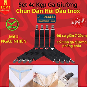 Kẹp ga trải giường chống xê dịch - Nẹp 4 góc cố định và giữ phẳng drap ga phủ giường D Danido (Giao mầu ngẫu nhiên)