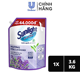 Nước lau sàn Sunlight Hoa Lavender Túi 3.6kg Tinh dầu Thảo mộc 100% Hương