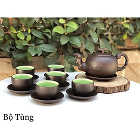 Mua Bộ ấm chén tử sa  ấm trà gốm sứ Bát Tràng bộ tùng (1 ấm 6 chén 7 đĩa)