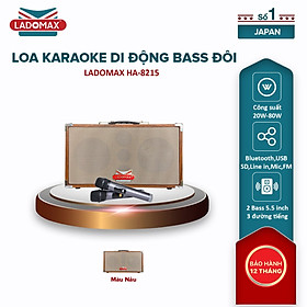 Loa karaoke xách tay 3 đường tiếng Ladomax HA-8215 có chức năng lọc nhiễu và chống hú, pin sử dụng 4 - 6 giờ - Hàng chính hãng