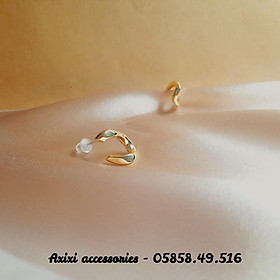 Khuyên tai bông tai màu vàng phong cách Hàn Quốc nữ Axixi acessories