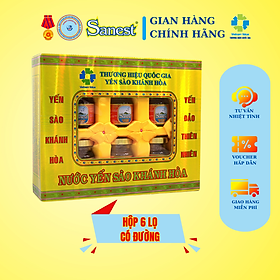 [ Hộp 6 lọ] Nước Yến sào Khánh Hòa Sanest có đường lọ 70ml