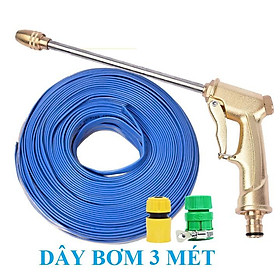 Bộ dây vòi xịt nước rửa xe, tưới cây . tăng áp 3 lần, loại 3m, 5m 206701-3 đầu đồng,cút nối nhựa vàng+ tặng đai