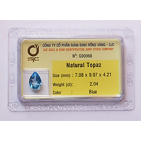 Mua Mặt Đá Topaz Xanh Tự Nhiên Mài Giác Giọt Nước 7×10 Li Tự Nhiên Kiểm ĐỊnh