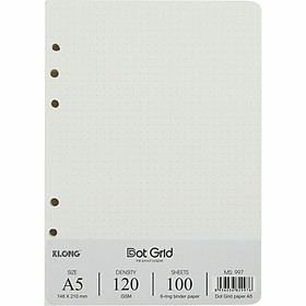 Sổ / Ruột sổ Binder File Dot Grid nhựa kẹp A5 - 100 tờ