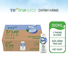 Thùng 24 chai nước uống sữa trái cây việt quất tự nhiên TH True Juice Milk 300ml (300ml x 24)