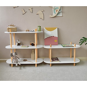 Mua Kệ gỗ đa năng Wavy để đồ thiết kế tiện lợi nhiều tầng mặt oval  kệ sách thông minh decor phòng ngủ phòng khách màu trắng