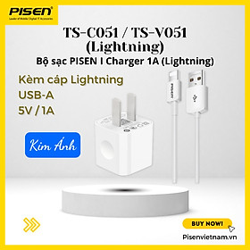 Bộ sạc Pisen I Charger 1A kèm cáp L - (TS-C051-L) cho điện thoại t.táo - Hàng chính hãng