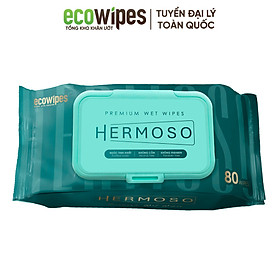 Khăn ướt cao cấp EcoWipes x Hermoso gói 80 tờ không mùi không chất tẩy an toàn cho bé