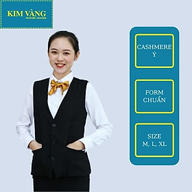 [KIM VÀNG] Áo Ghile nữ đồng phục pha chế chất liệu Cashmere Ý - Màu đen mẫu 03