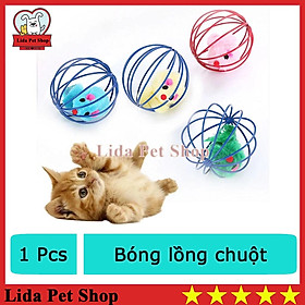 Đồ chơi chó mèo - Đồ chơi bóng lồng chuột lông vũ cho thú cưng