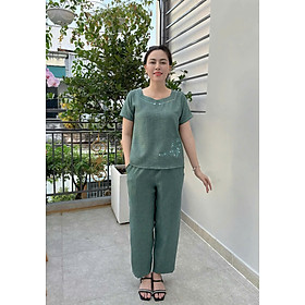 Bộ đồ mặc hè trung niên cao cấp, chất vải Đũi Xước siêu mát, hàng đủ size cho từ 42kg đến 70kg, mã DH