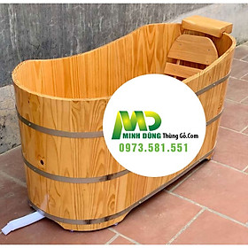 Mua Bồn tắm gỗ thông gia đình dáng nằm ovan chất liệu gỗ thông cao cấp